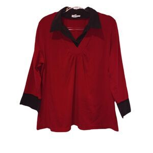 Fashion Bug Plus Womens Red Faux Layered Top Size 22/24 Y2K Career Normcore